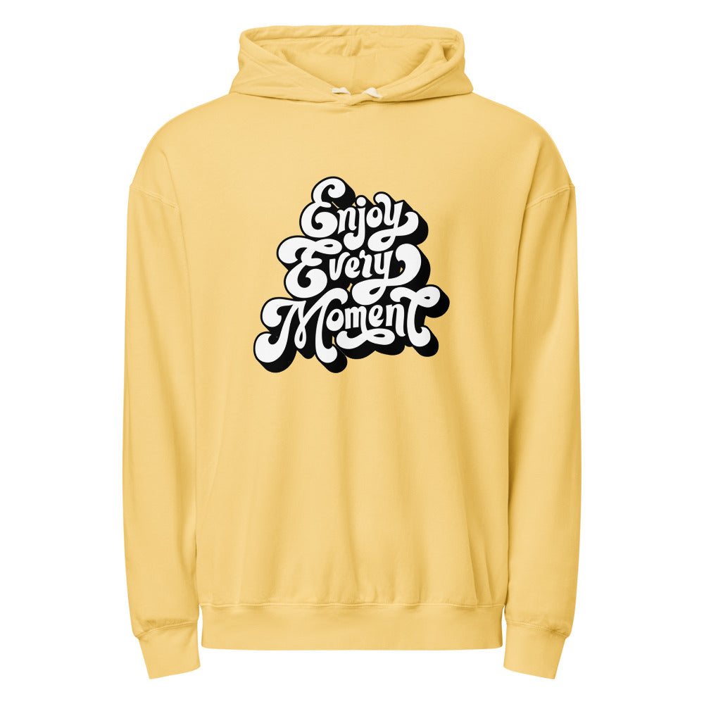 Enjoy every moments white | Unisex Garment-Dyed Lightweight Fleece Hooded Sweatshirt I Comfort Colors 1467