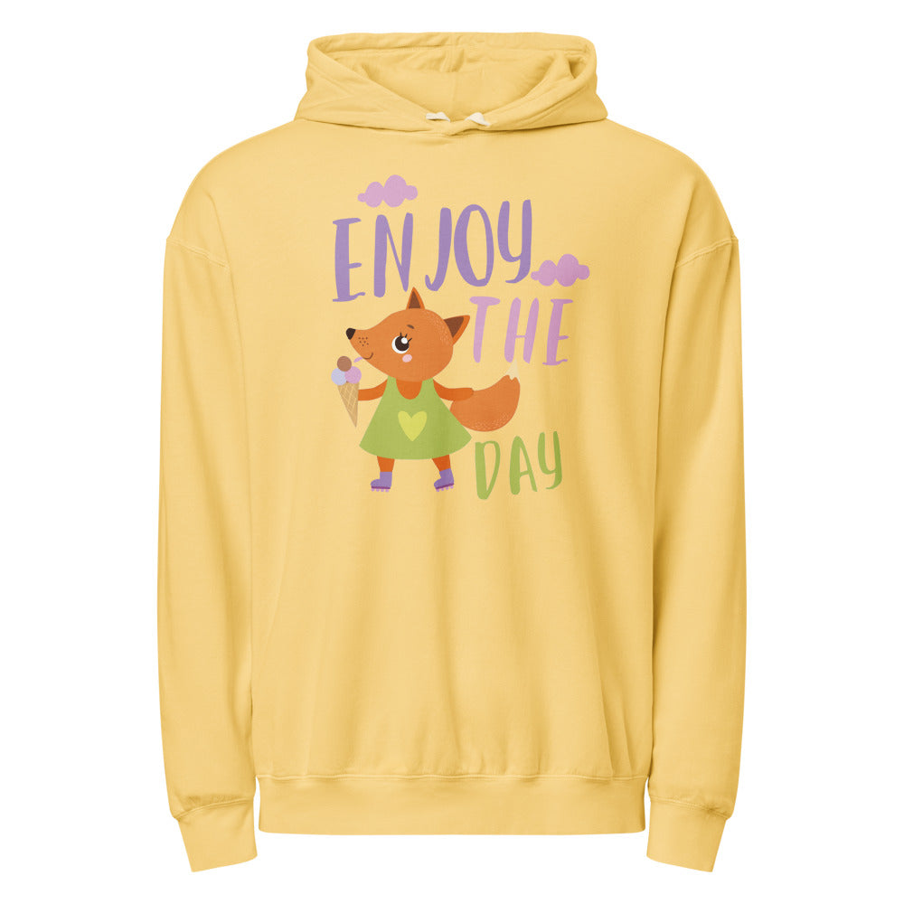 Orange fox - Ẹnoy the day | Unisex Garment-Dyed Lightweight Fleece Hooded Sweatshirt I Comfort Colors 1467