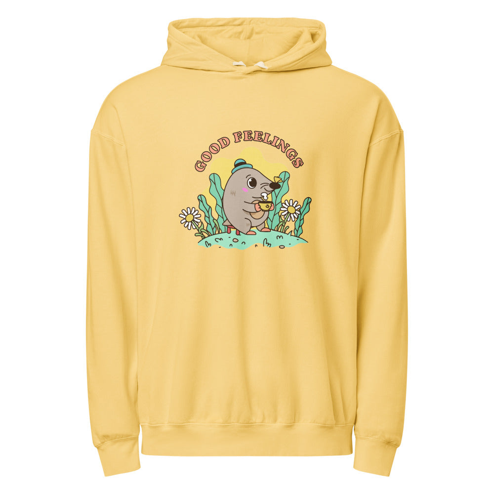 Good feelings | Unisex Garment-Dyed Lightweight Fleece Hooded Sweatshirt I Comfort Colors 1467