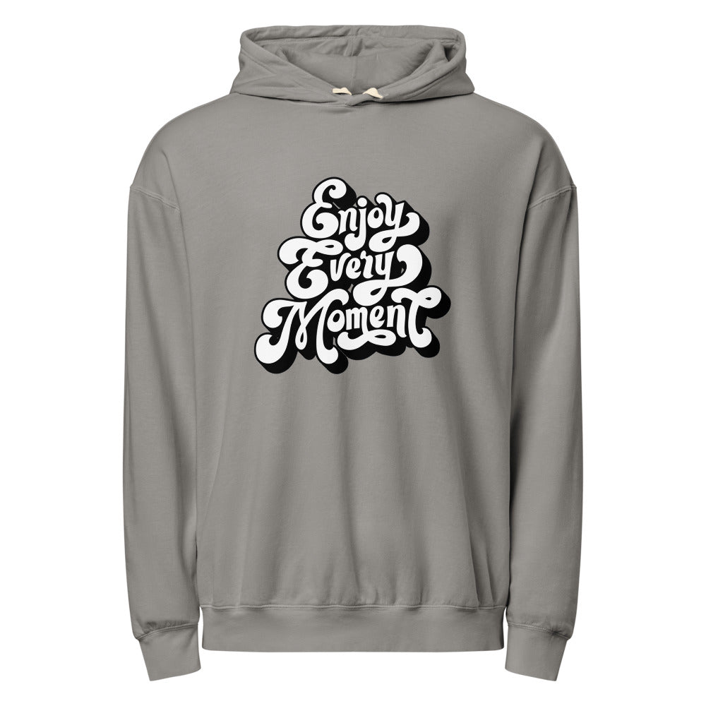 Enjoy every moments white | Unisex Garment-Dyed Lightweight Fleece Hooded Sweatshirt I Comfort Colors 1467