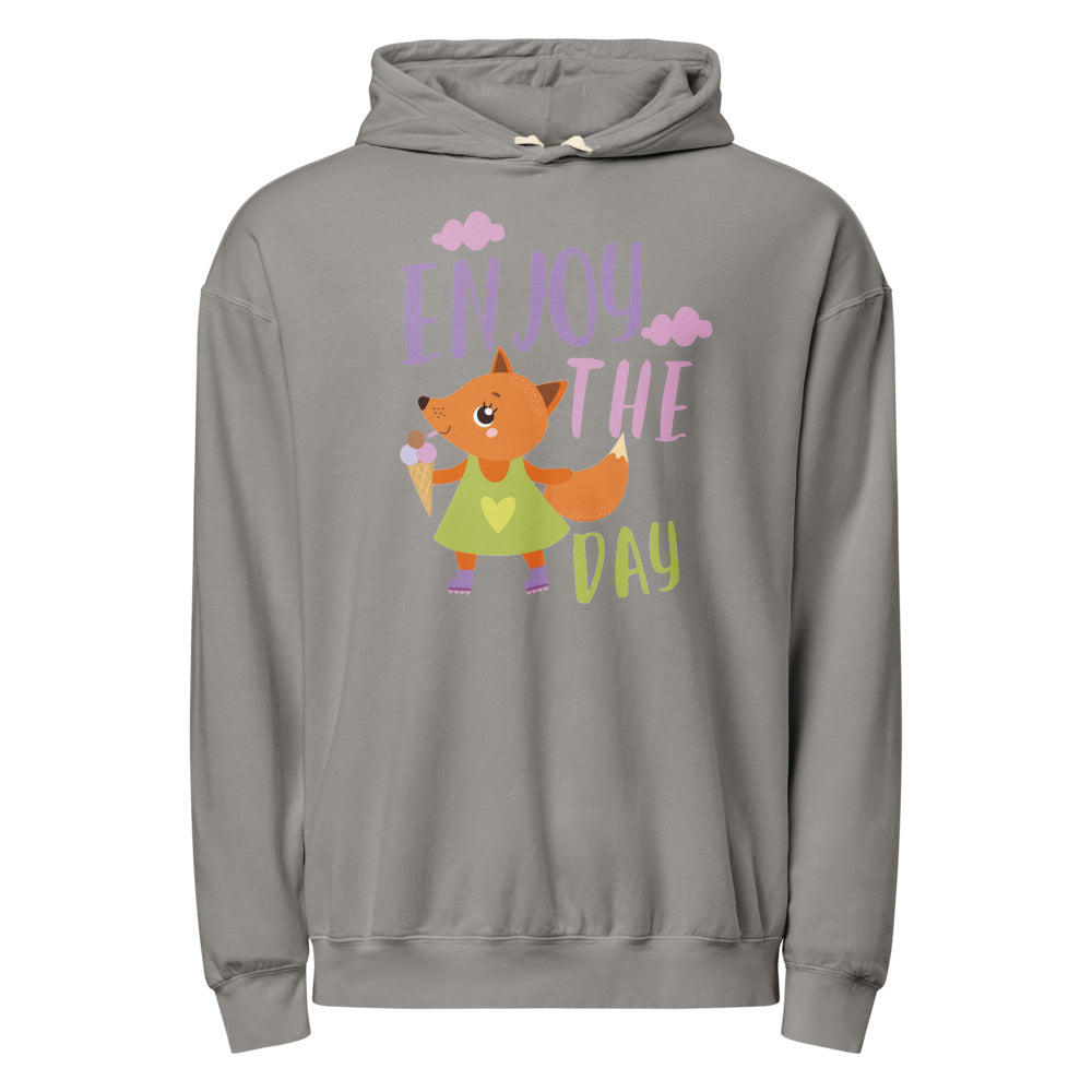 Orange fox - Ẹnoy the day | Unisex Garment-Dyed Lightweight Fleece Hooded Sweatshirt I Comfort Colors 1467
