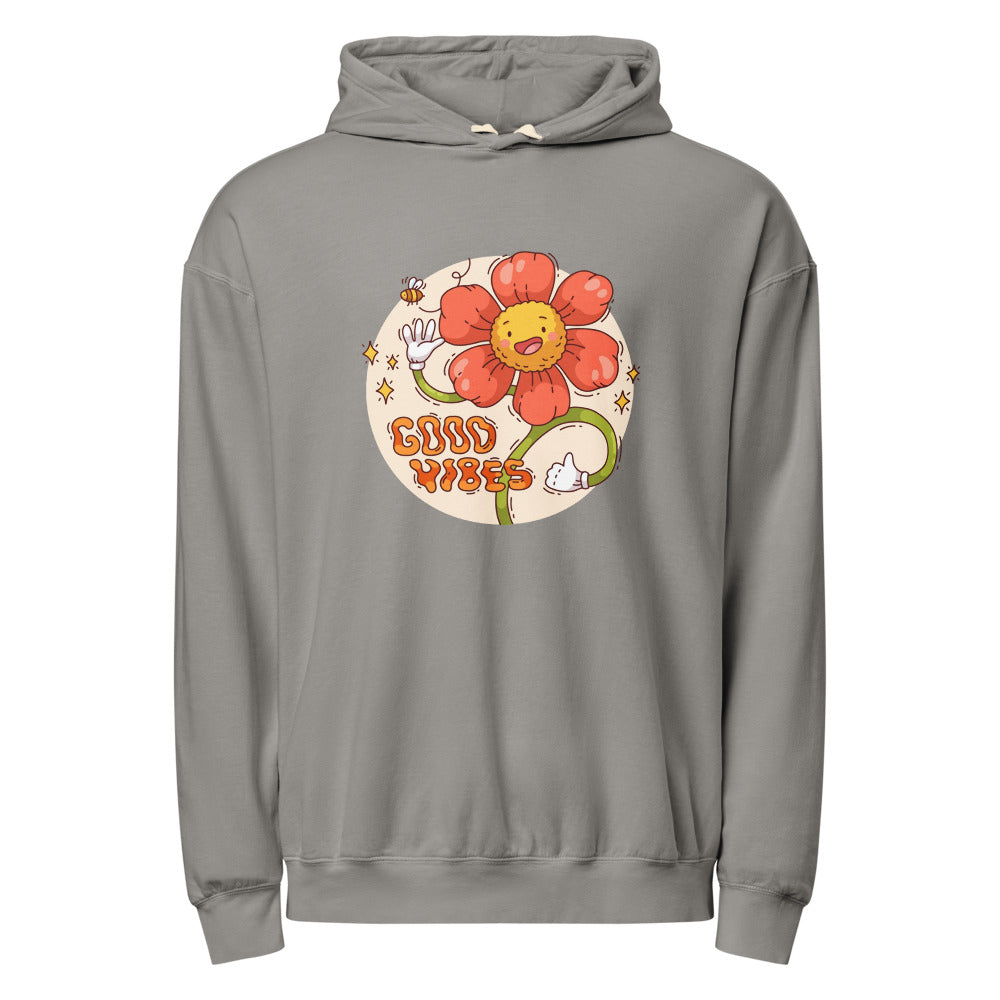 Good vides | Unisex Garment-Dyed Lightweight Fleece Hooded Sweatshirt I Comfort Colors 1467