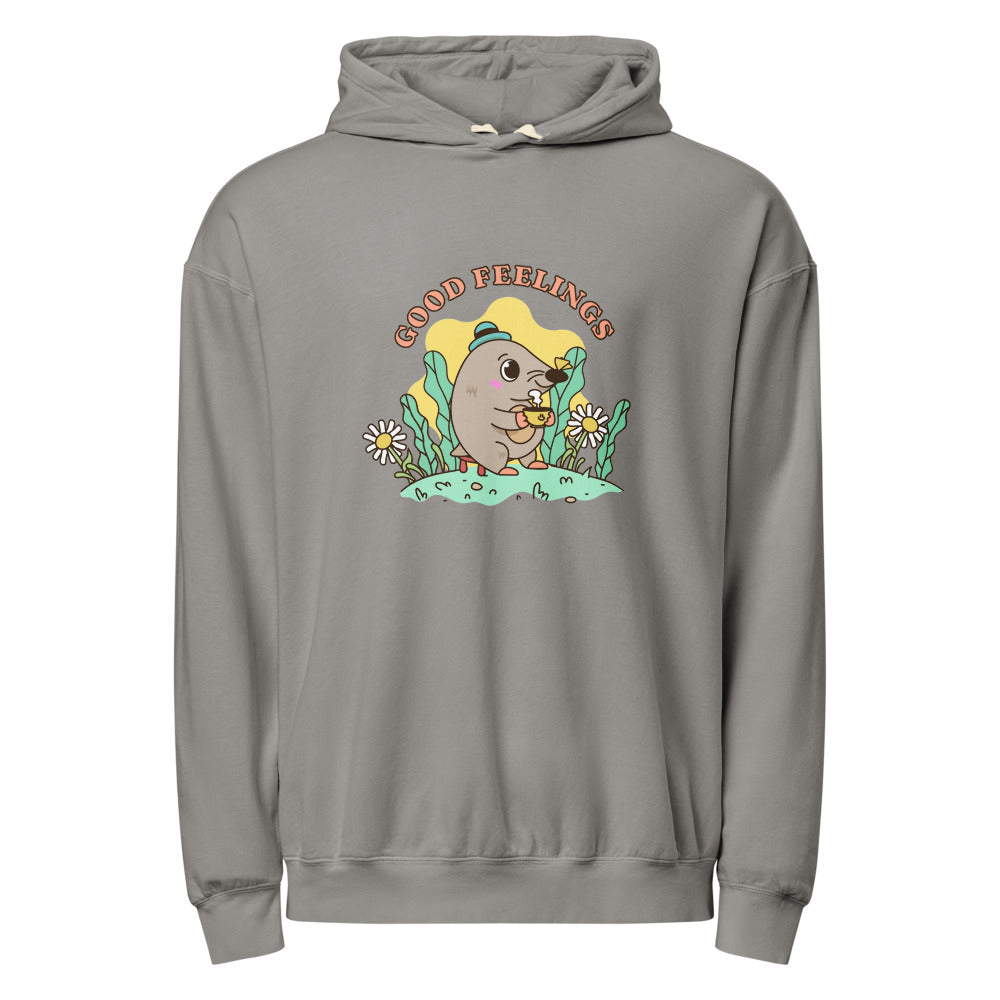 Good feelings | Unisex Garment-Dyed Lightweight Fleece Hooded Sweatshirt I Comfort Colors 1467