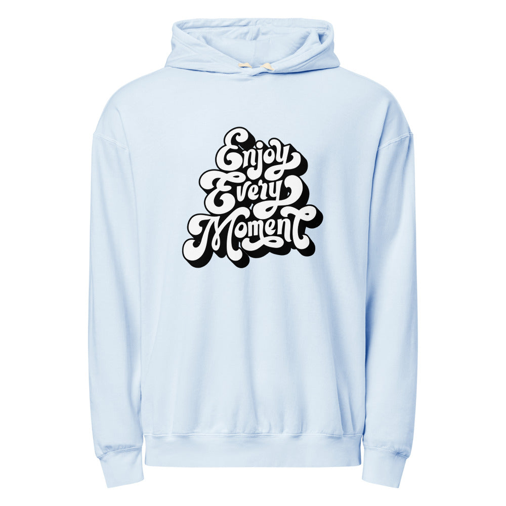 Enjoy every moments white | Unisex Garment-Dyed Lightweight Fleece Hooded Sweatshirt I Comfort Colors 1467