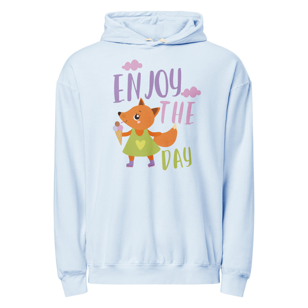 Orange fox - Ẹnoy the day | Unisex Garment-Dyed Lightweight Fleece Hooded Sweatshirt I Comfort Colors 1467
