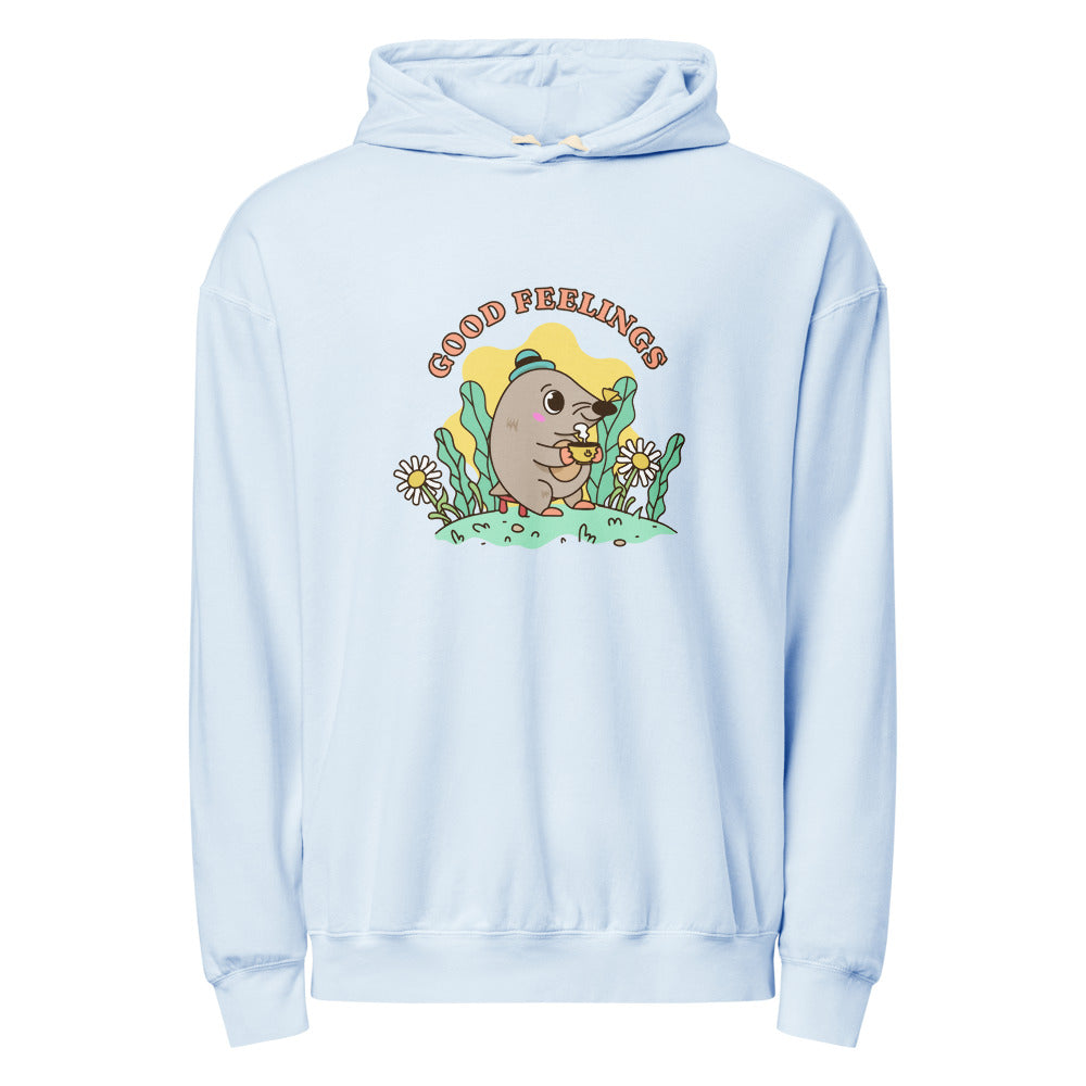 Good feelings | Unisex Garment-Dyed Lightweight Fleece Hooded Sweatshirt I Comfort Colors 1467