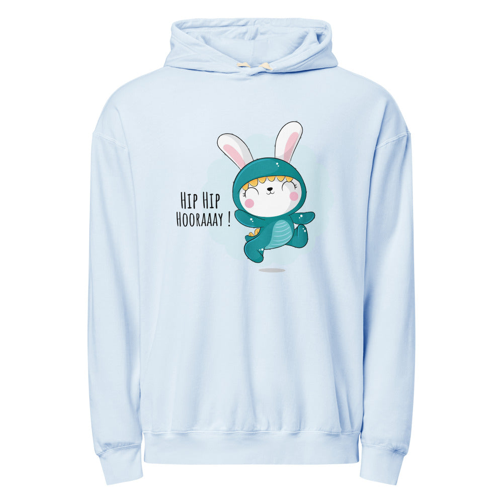 Green rabbit - HIP HIP HOORAAAY | Unisex Garment-Dyed Lightweight Fleece Hooded Sweatshirt I Comfort Colors 1467