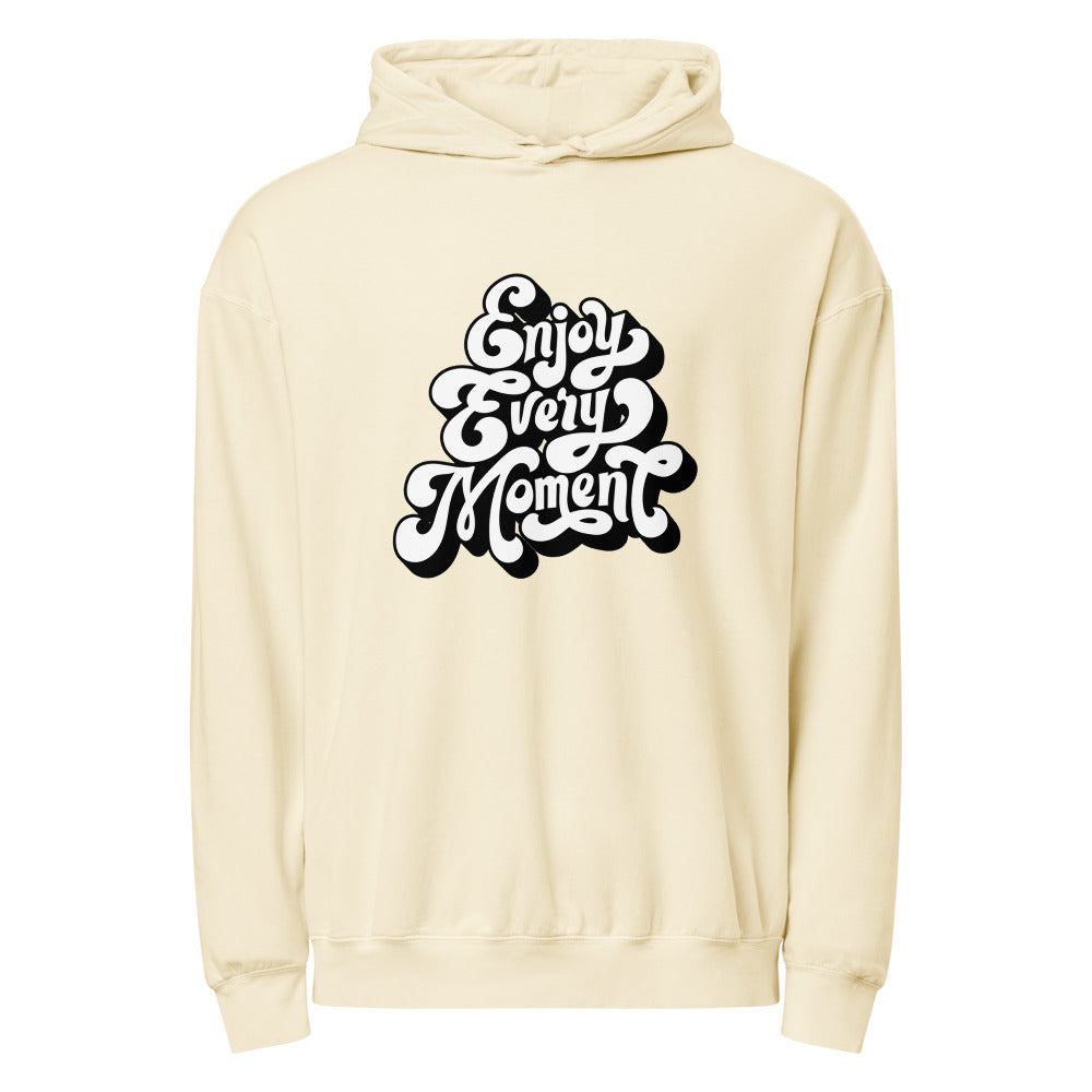 Enjoy every moments white | Unisex Garment-Dyed Lightweight Fleece Hooded Sweatshirt I Comfort Colors 1467