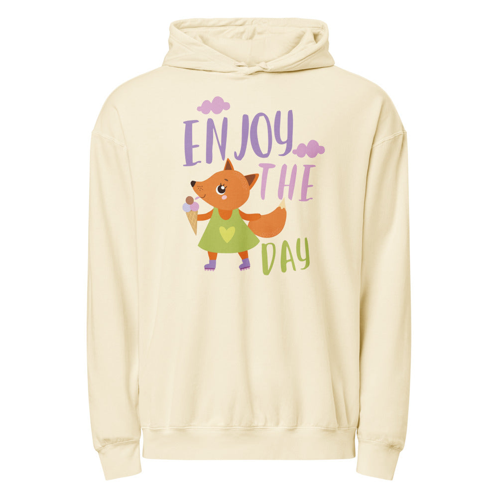 Orange fox - Ẹnoy the day | Unisex Garment-Dyed Lightweight Fleece Hooded Sweatshirt I Comfort Colors 1467