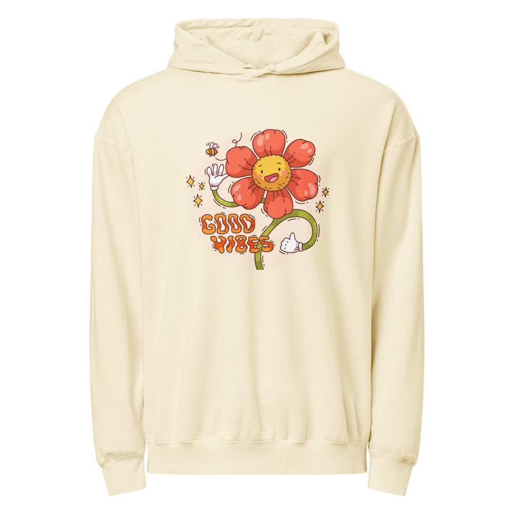 Good vides | Unisex Garment-Dyed Lightweight Fleece Hooded Sweatshirt I Comfort Colors 1467