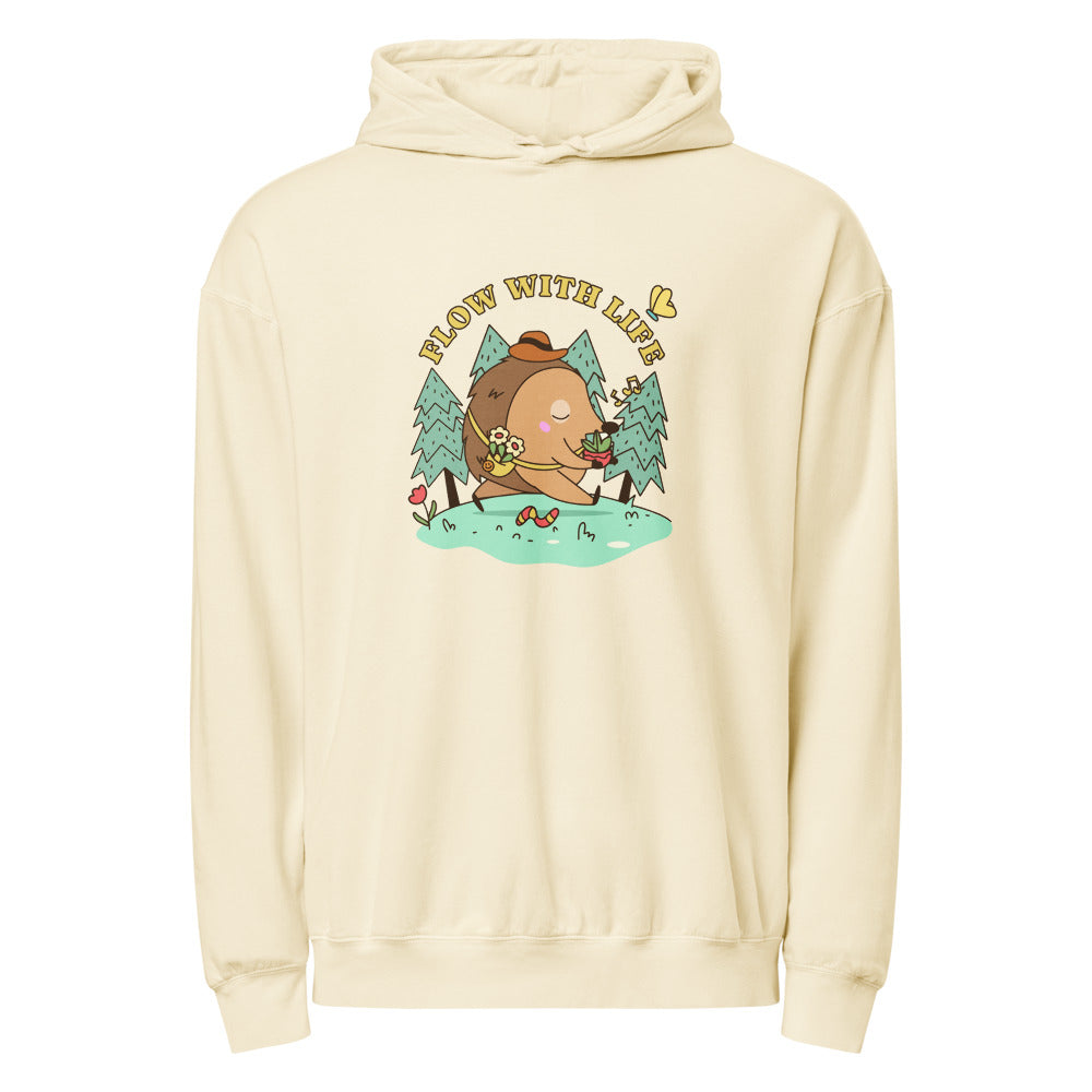 Flow with life | Unisex Garment-Dyed Lightweight Fleece Hooded Sweatshirt I Comfort Colors 1467