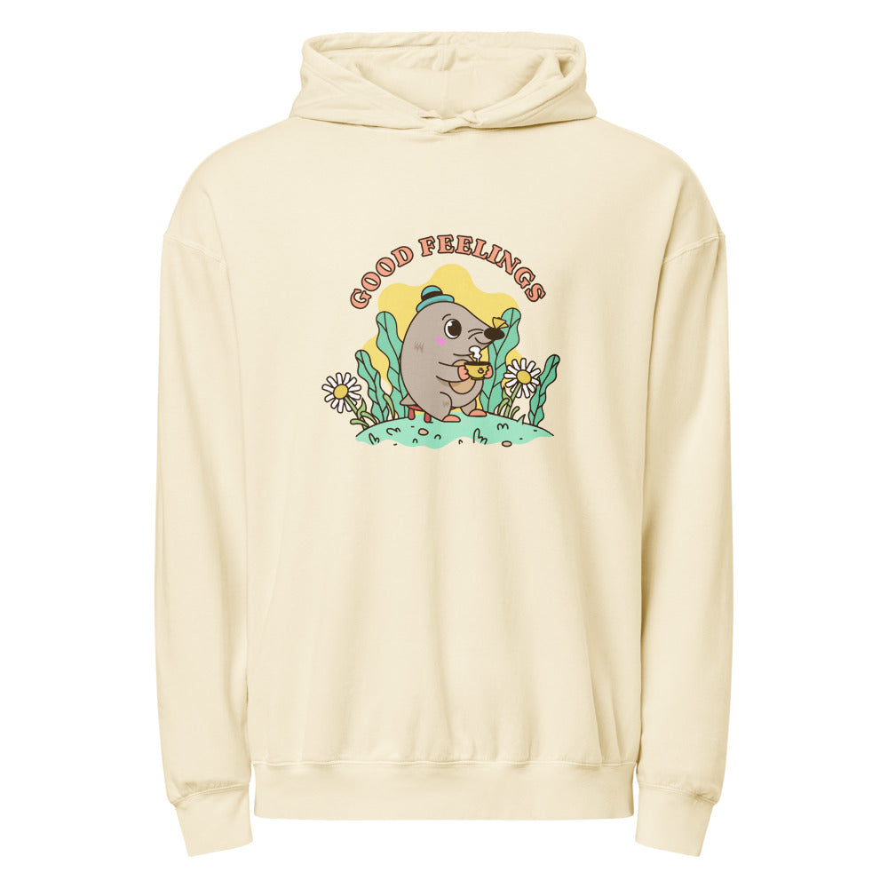 Good feelings | Unisex Garment-Dyed Lightweight Fleece Hooded Sweatshirt I Comfort Colors 1467