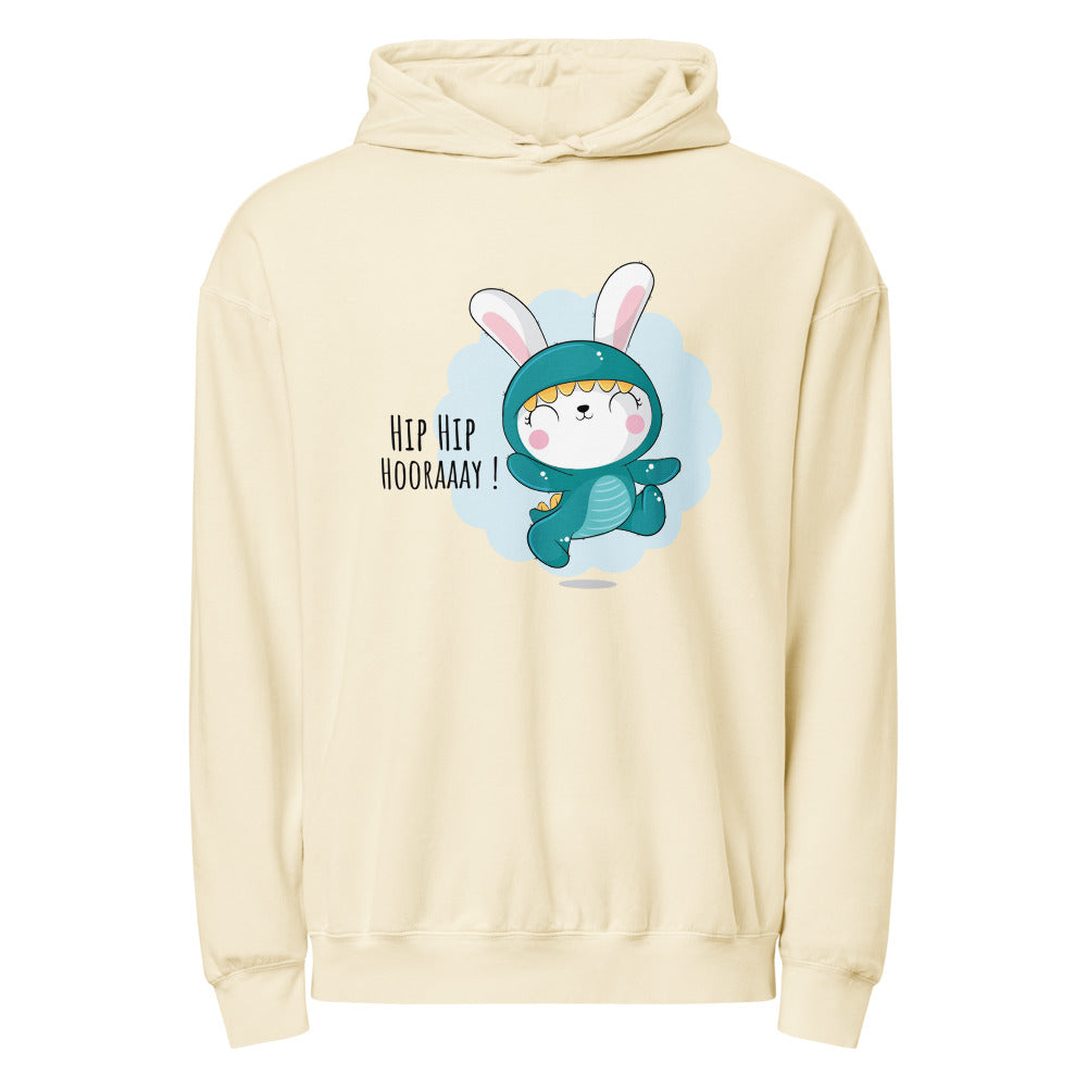 Green rabbit - HIP HIP HOORAAAY | Unisex Garment-Dyed Lightweight Fleece Hooded Sweatshirt I Comfort Colors 1467