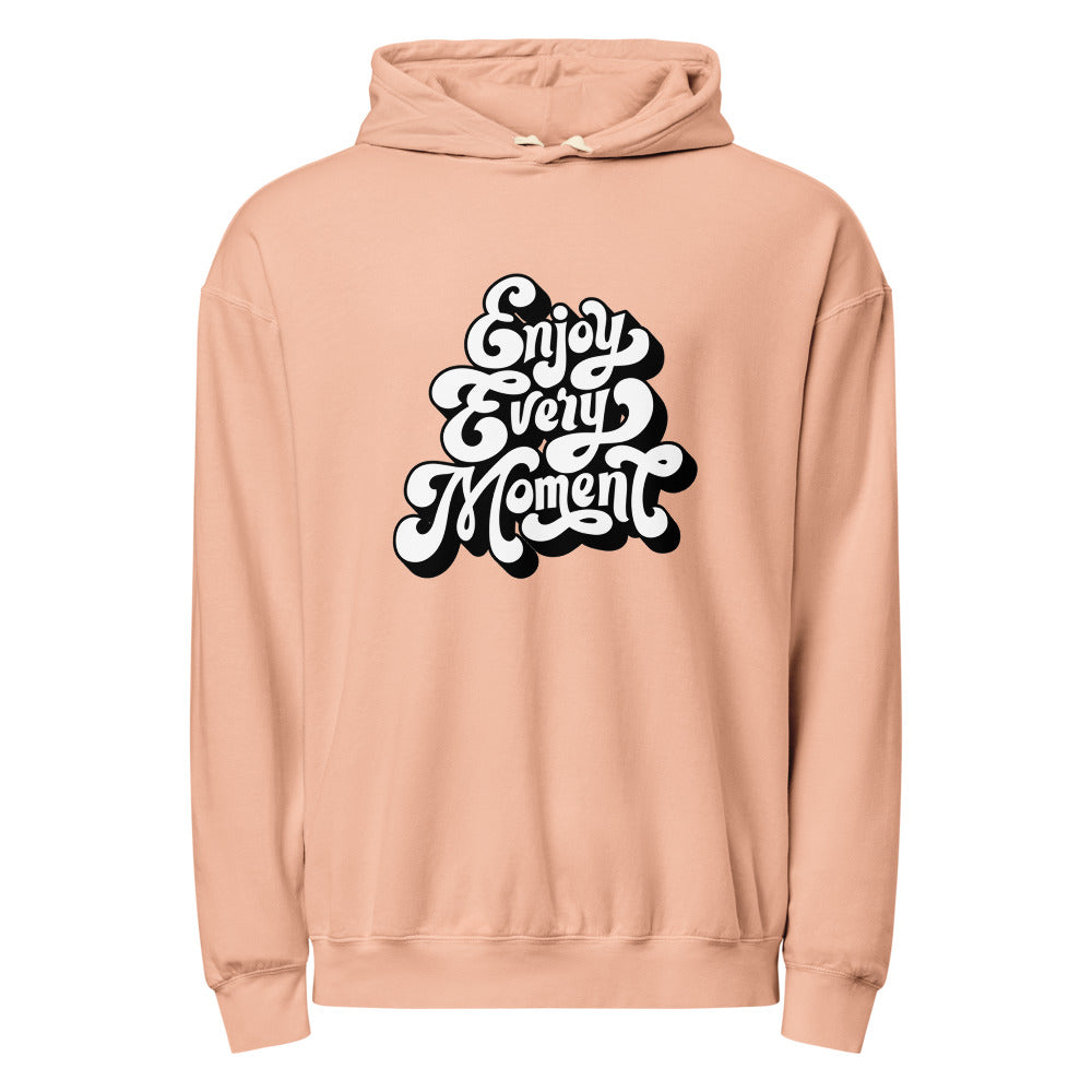 Enjoy every moments white | Unisex Garment-Dyed Lightweight Fleece Hooded Sweatshirt I Comfort Colors 1467