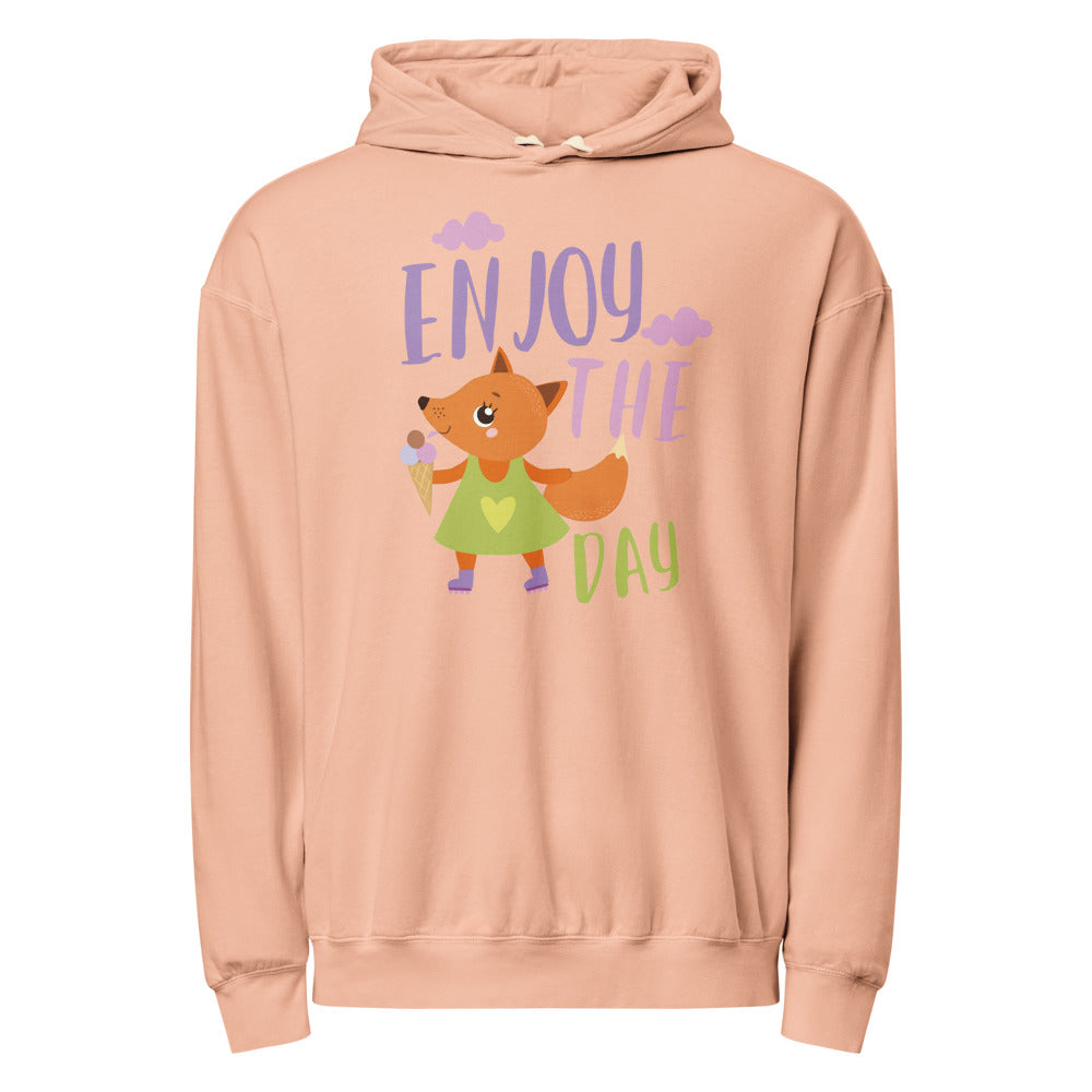 Orange fox - Ẹnoy the day | Unisex Garment-Dyed Lightweight Fleece Hooded Sweatshirt I Comfort Colors 1467