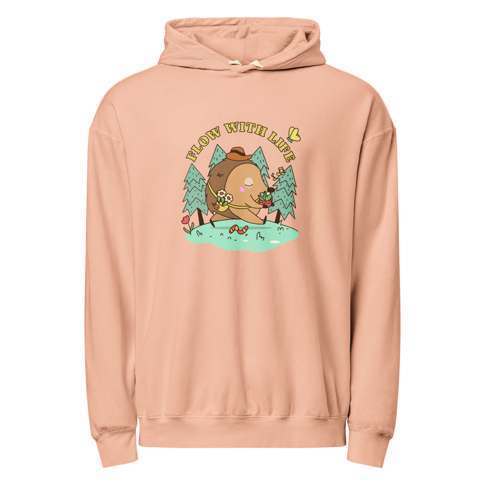 Flow with life | Unisex Garment-Dyed Lightweight Fleece Hooded Sweatshirt I Comfort Colors 1467