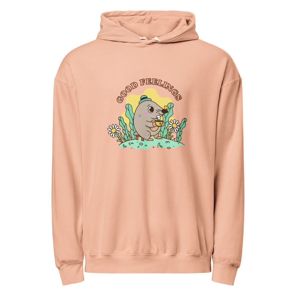 Good feelings | Unisex Garment-Dyed Lightweight Fleece Hooded Sweatshirt I Comfort Colors 1467