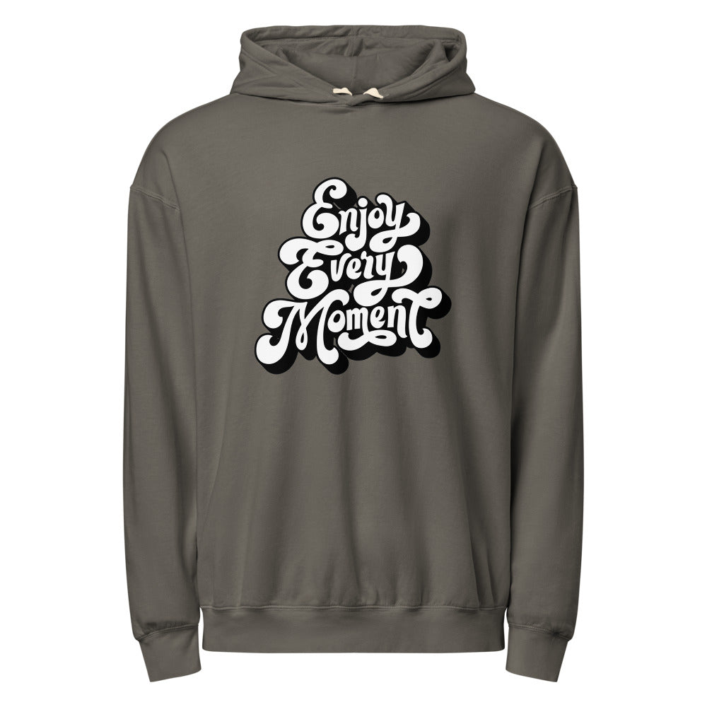 Enjoy every moments white | Unisex Garment-Dyed Lightweight Fleece Hooded Sweatshirt I Comfort Colors 1467