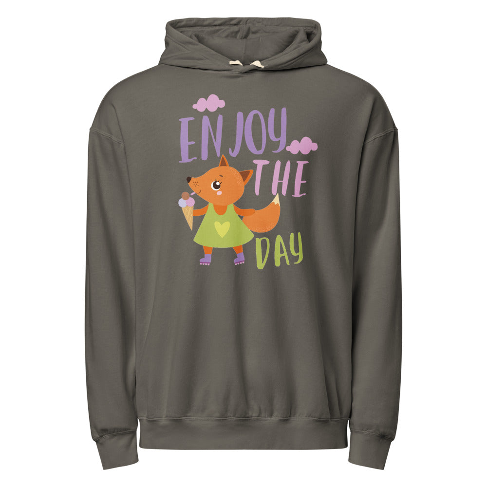 Orange fox - Ẹnoy the day | Unisex Garment-Dyed Lightweight Fleece Hooded Sweatshirt I Comfort Colors 1467