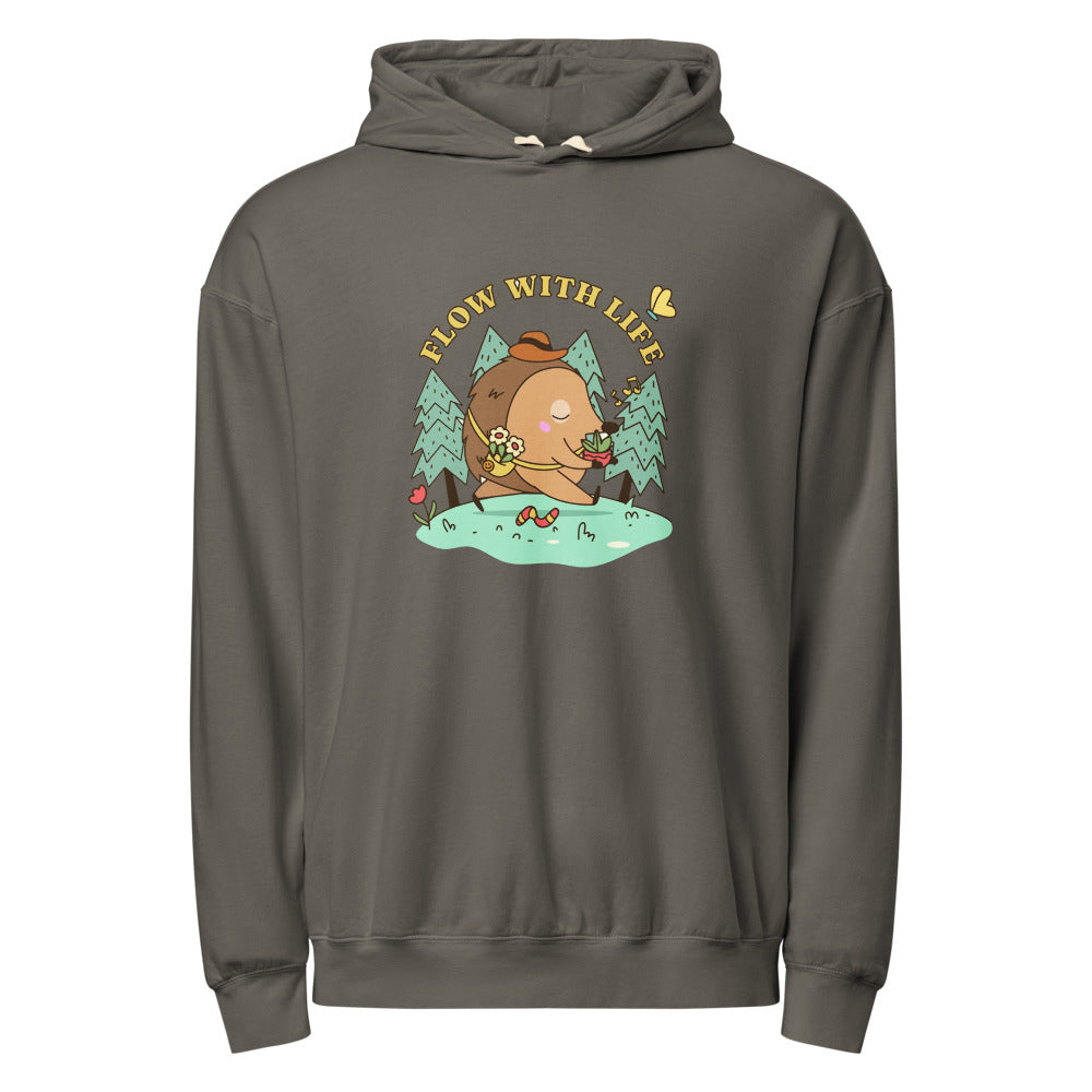 Flow with life | Unisex Garment-Dyed Lightweight Fleece Hooded Sweatshirt I Comfort Colors 1467
