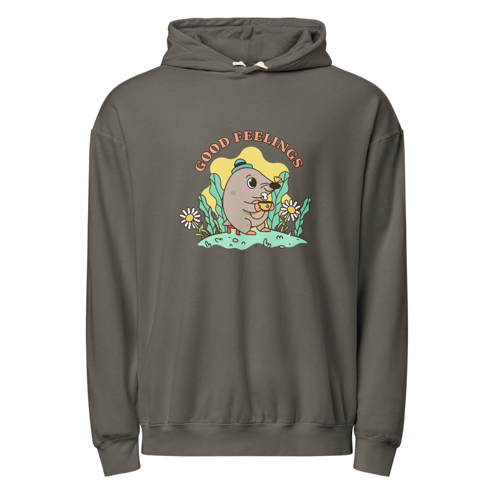 Good feelings | Unisex Garment-Dyed Lightweight Fleece Hooded Sweatshirt I Comfort Colors 1467