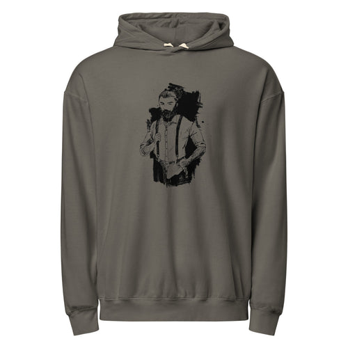 Black & White bearded man suit | Unisex Garment-Dyed Lightweight Fleece Hooded Sweatshirt I Comfort Colors 1467