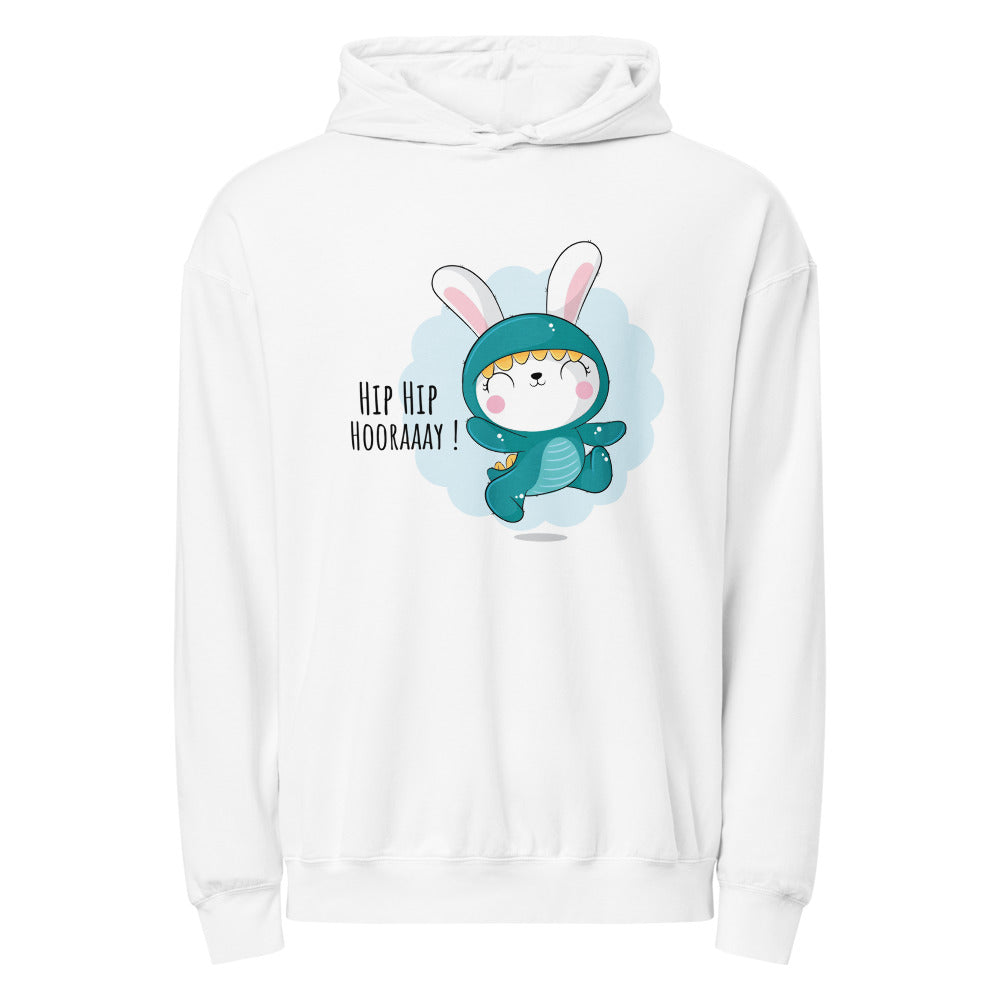 Green rabbit - HIP HIP HOORAAAY | Unisex Garment-Dyed Lightweight Fleece Hooded Sweatshirt I Comfort Colors 1467