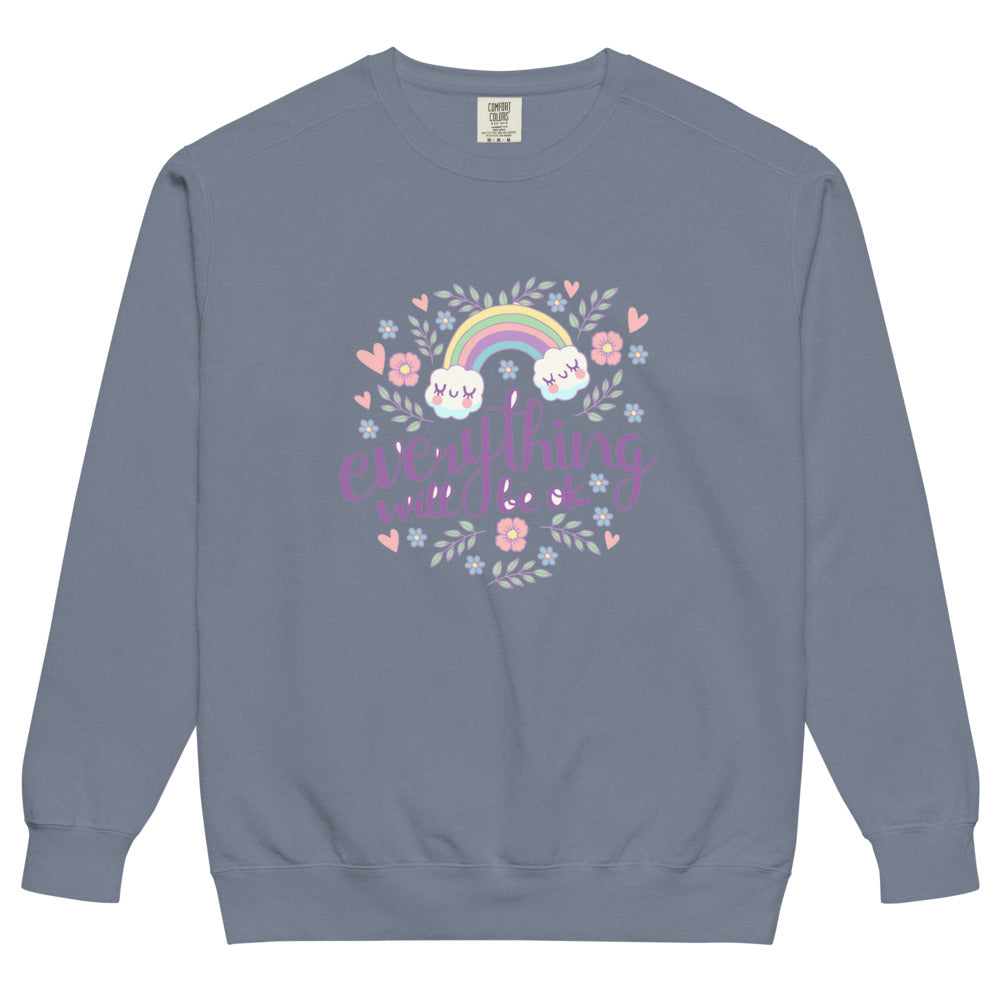 Rainbow - Everything will be ok | Unisex Garment-Dyed Sweatshirt | Comfort Colors 1566