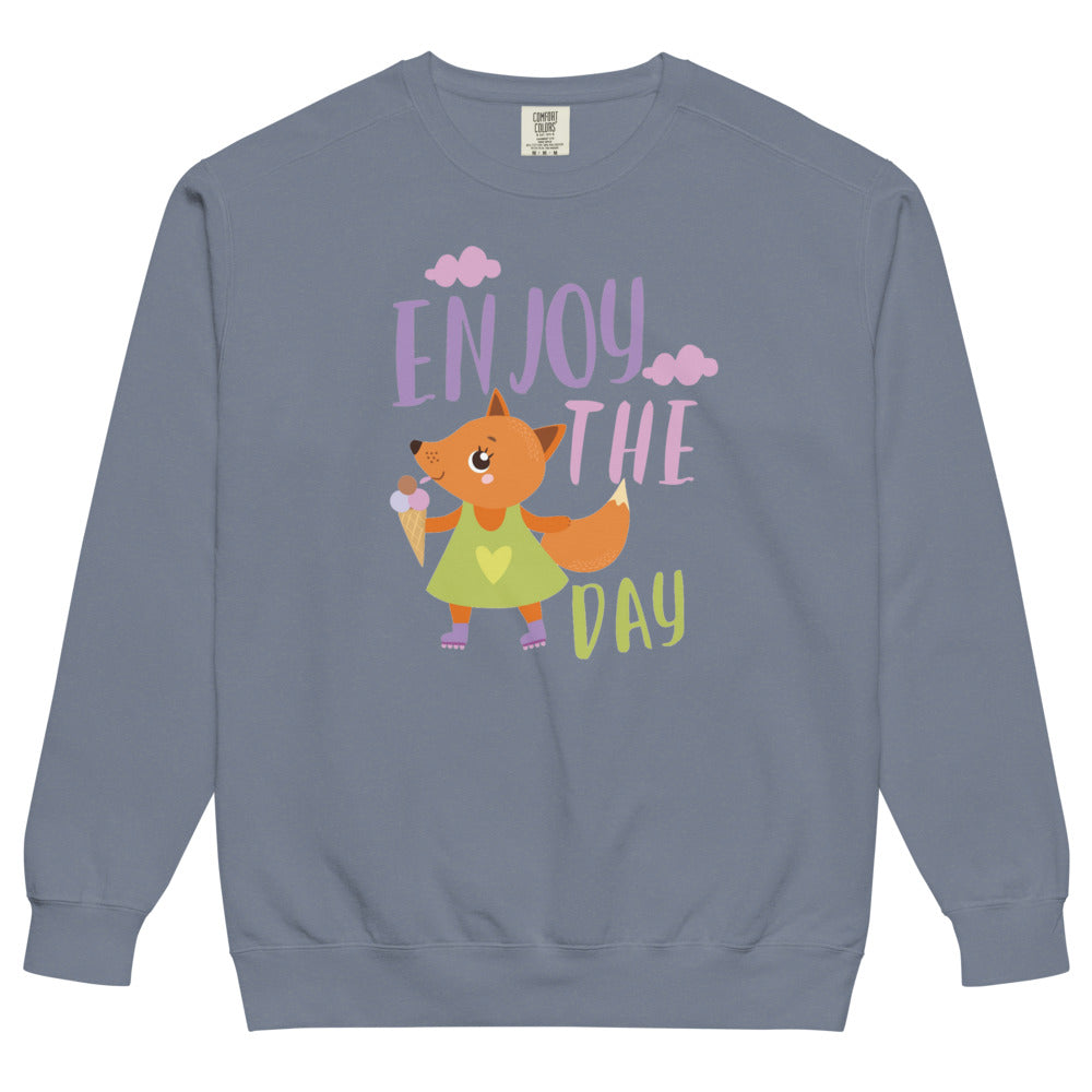 Orange fox - Ẹnoy the day | Unisex Garment-Dyed Sweatshirt | Comfort Colors 1566