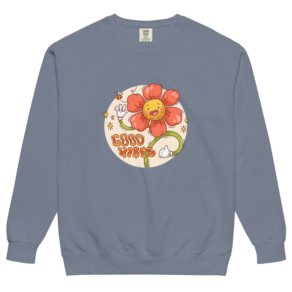 Good vides | Unisex Garment-Dyed Sweatshirt | Comfort Colors 1566