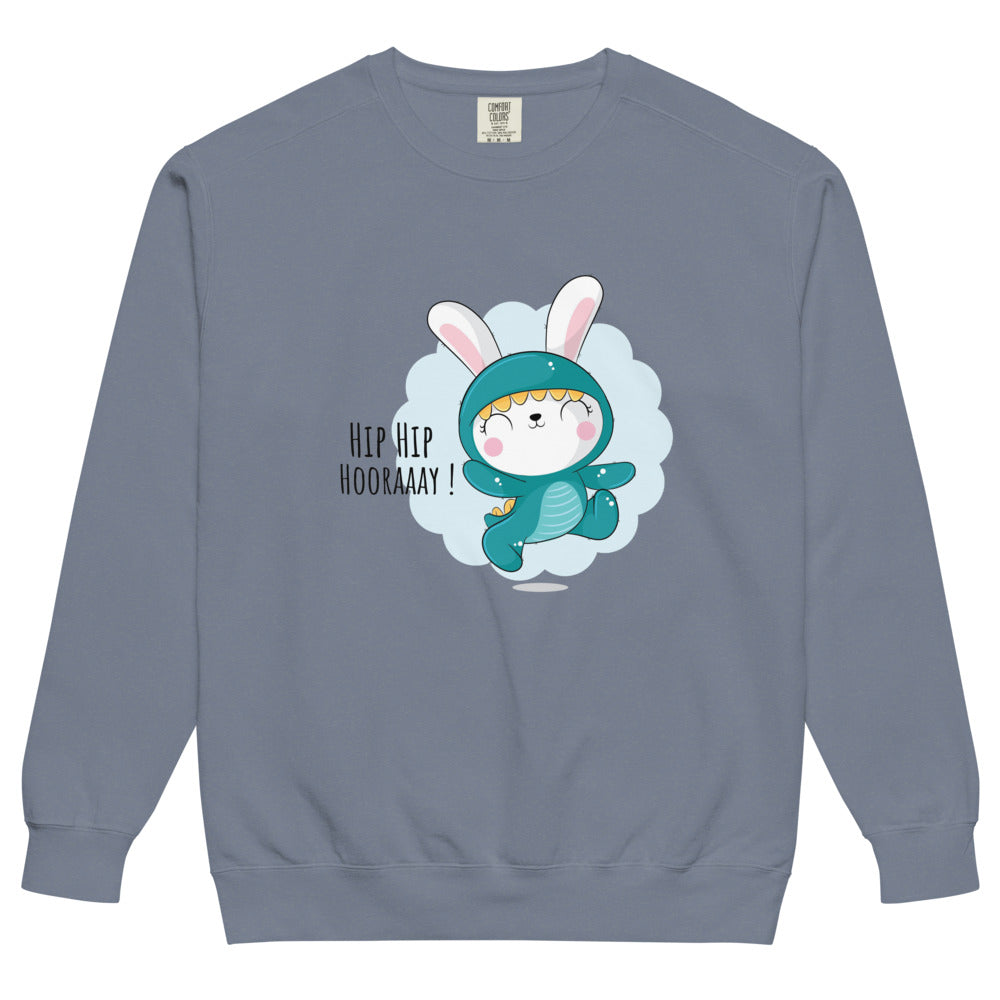 Green rabbit - HIP HIP HOORAAAY | Unisex Garment-Dyed Sweatshirt | Comfort Colors 1566