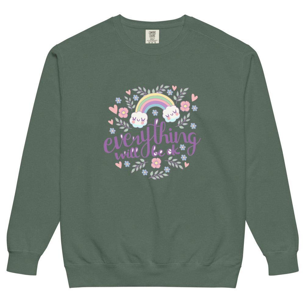 Rainbow - Everything will be ok | Unisex Garment-Dyed Sweatshirt | Comfort Colors 1566