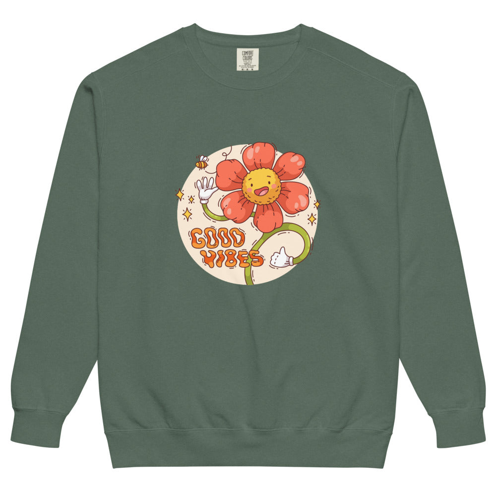 Good vides | Unisex Garment-Dyed Sweatshirt | Comfort Colors 1566