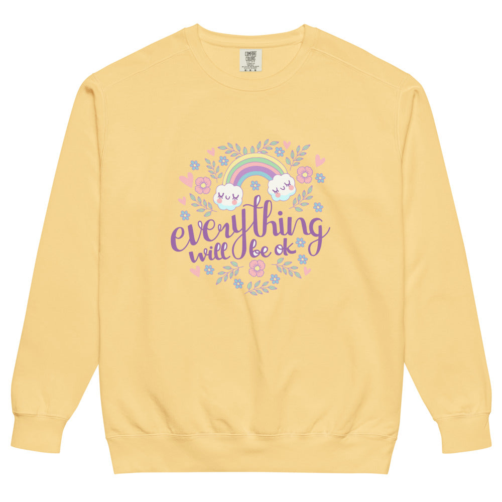 Rainbow - Everything will be ok | Unisex Garment-Dyed Sweatshirt | Comfort Colors 1566