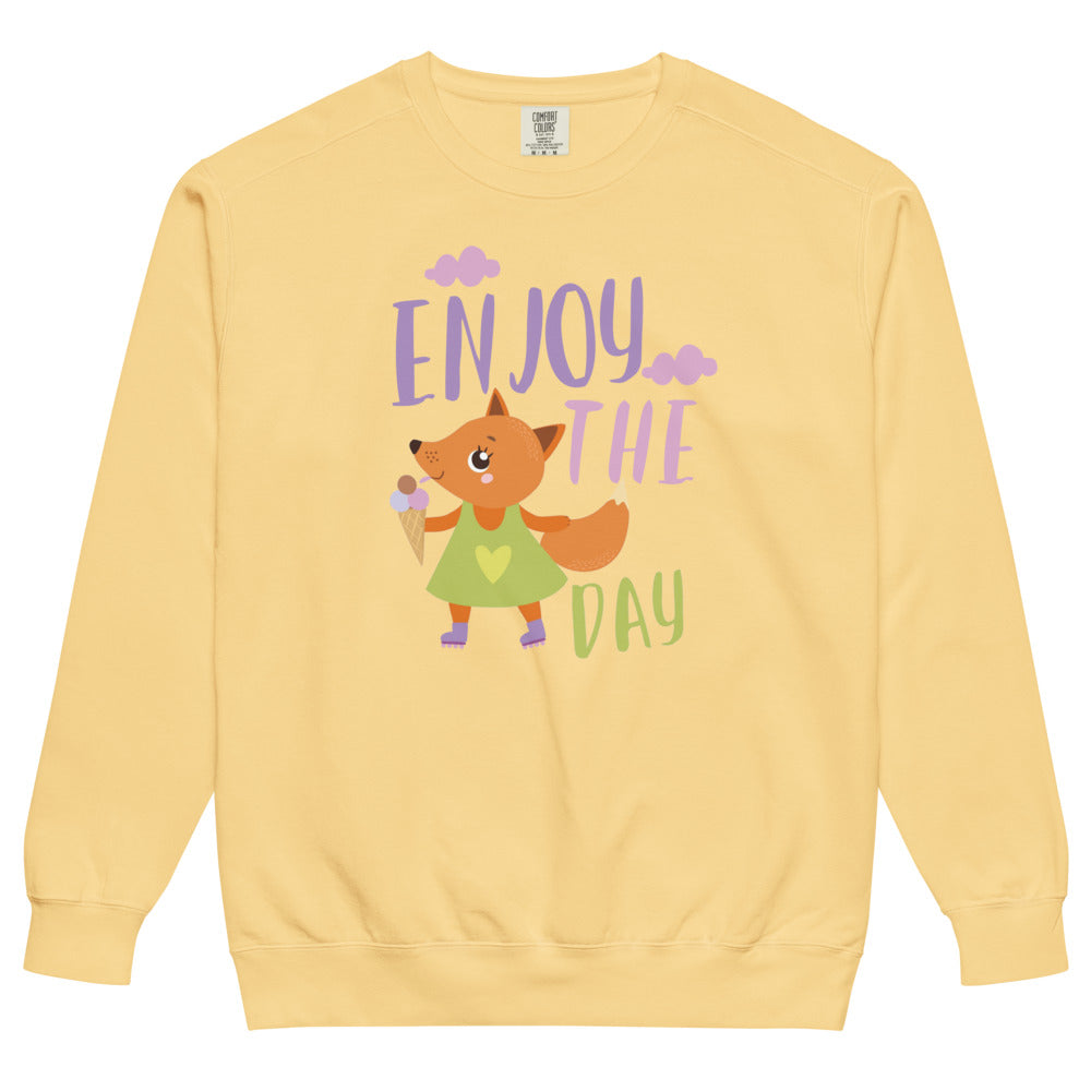 Orange fox - Ẹnoy the day | Unisex Garment-Dyed Sweatshirt | Comfort Colors 1566