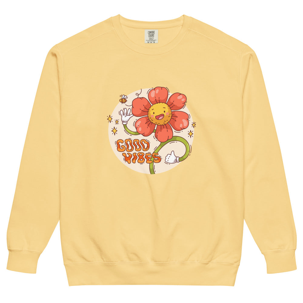 Good vides | Unisex Garment-Dyed Sweatshirt | Comfort Colors 1566