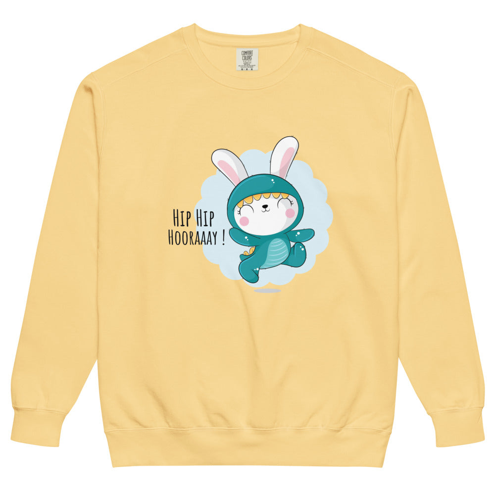 Green rabbit - HIP HIP HOORAAAY | Unisex Garment-Dyed Sweatshirt | Comfort Colors 1566
