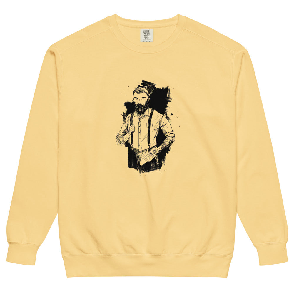 Black & White bearded man suit | Unisex Garment-Dyed Sweatshirt | Comfort Colors 1566