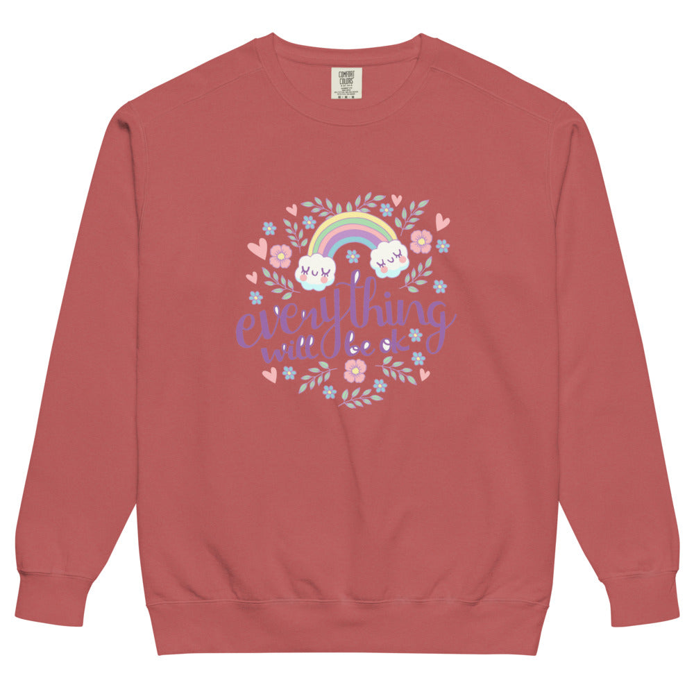Rainbow - Everything will be ok | Unisex Garment-Dyed Sweatshirt | Comfort Colors 1566