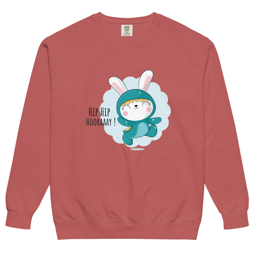 Green rabbit - HIP HIP HOORAAAY | Unisex Garment-Dyed Sweatshirt | Comfort Colors 1566