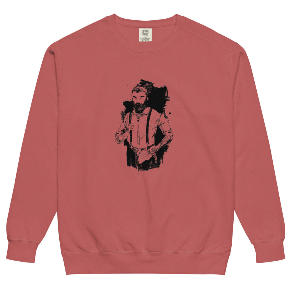 Black & White bearded man suit | Unisex Garment-Dyed Sweatshirt | Comfort Colors 1566