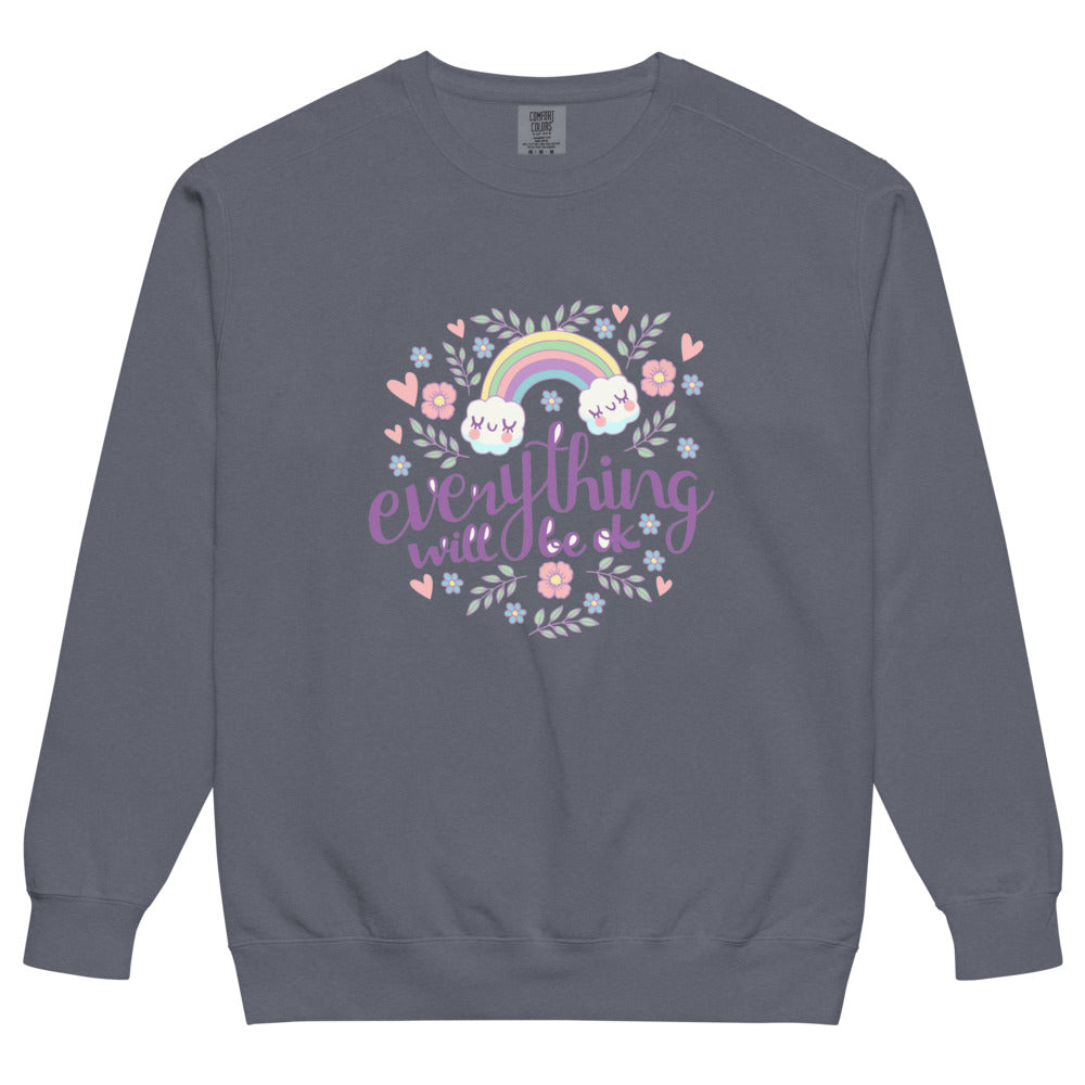 Rainbow - Everything will be ok | Unisex Garment-Dyed Sweatshirt | Comfort Colors 1566