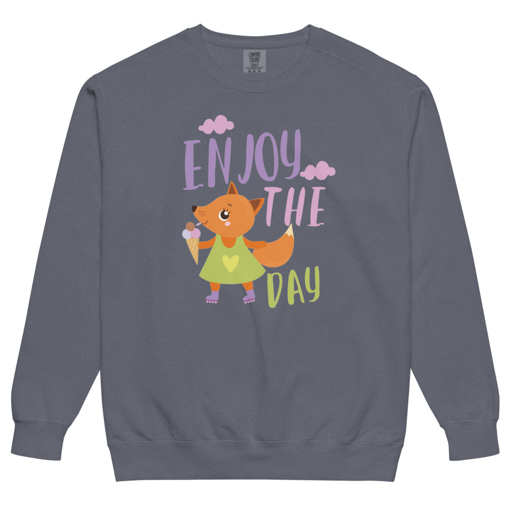 Orange fox - Ẹnoy the day | Unisex Garment-Dyed Sweatshirt | Comfort Colors 1566
