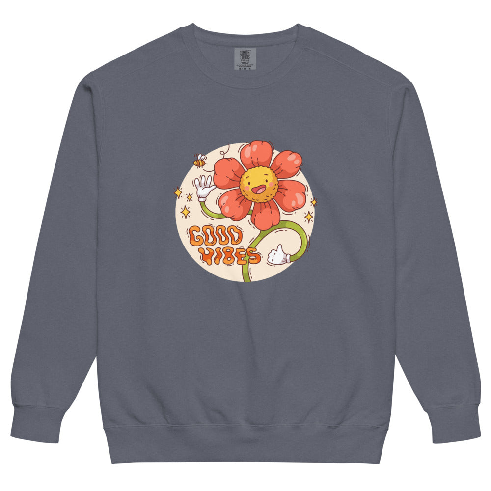 Good vides | Unisex Garment-Dyed Sweatshirt | Comfort Colors 1566