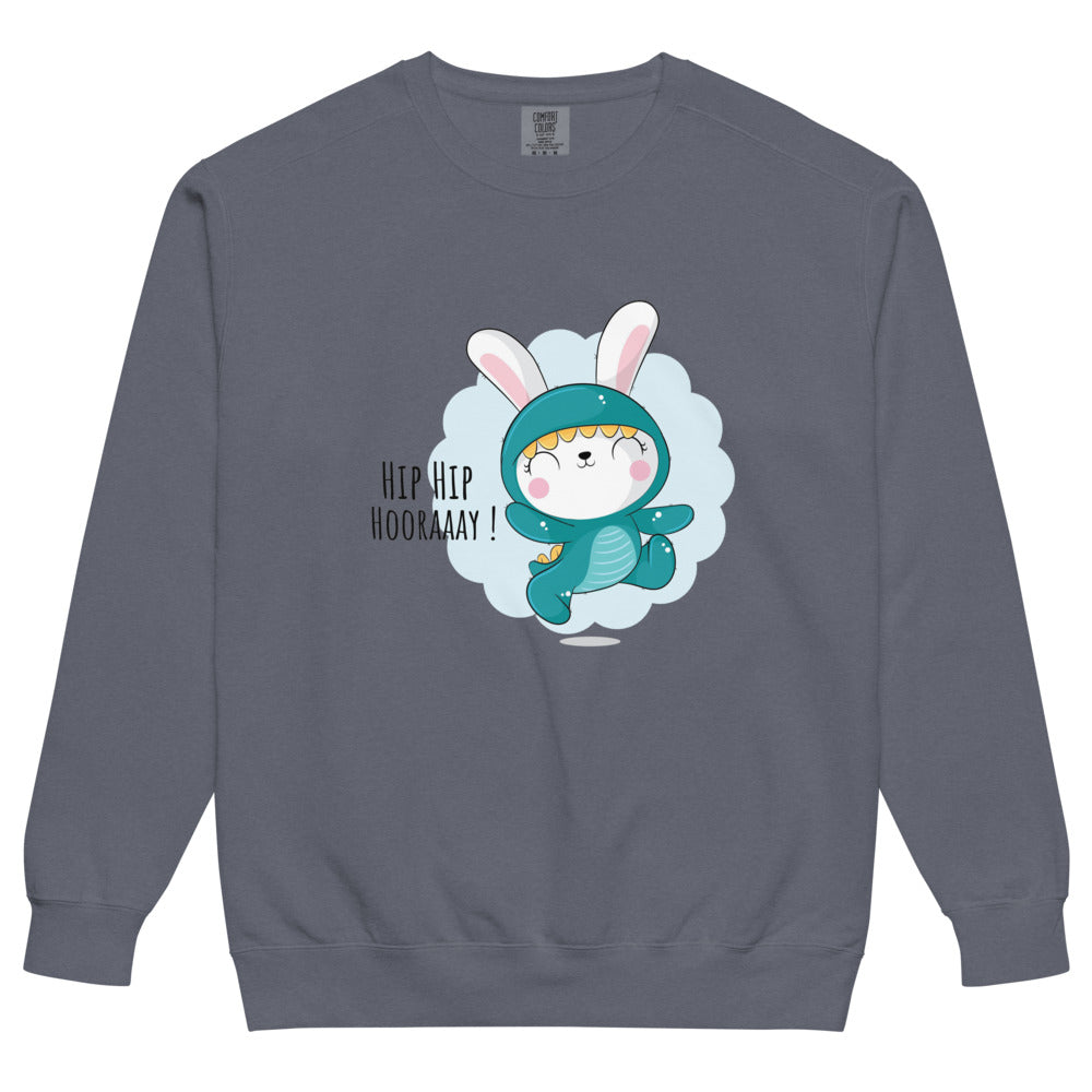 Green rabbit - HIP HIP HOORAAAY | Unisex Garment-Dyed Sweatshirt | Comfort Colors 1566