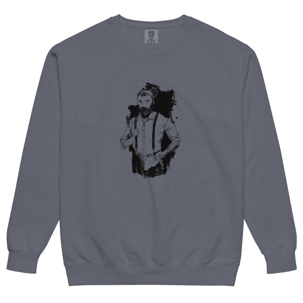 Black & White bearded man suit | Unisex Garment-Dyed Sweatshirt | Comfort Colors 1566