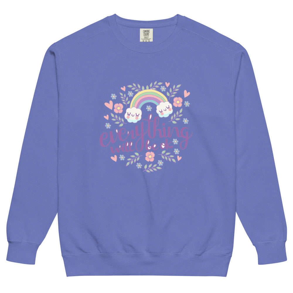 Rainbow - Everything will be ok | Unisex Garment-Dyed Sweatshirt | Comfort Colors 1566