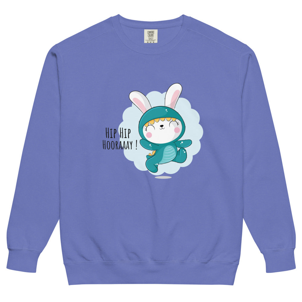 Green rabbit - HIP HIP HOORAAAY | Unisex Garment-Dyed Sweatshirt | Comfort Colors 1566