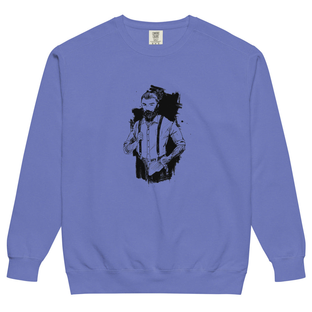 Black & White bearded man suit | Unisex Garment-Dyed Sweatshirt | Comfort Colors 1566