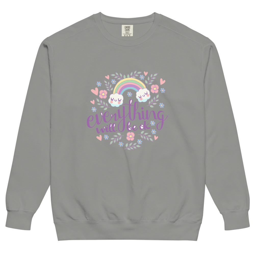 Rainbow - Everything will be ok | Unisex Garment-Dyed Sweatshirt | Comfort Colors 1566